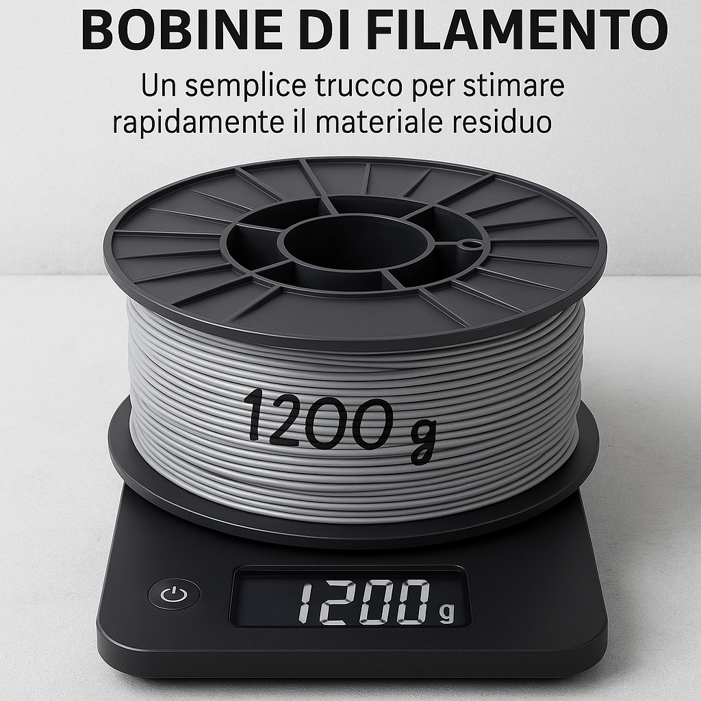 calcolo peso filamento Bobina di Filamento sopra una bilancia digitale 