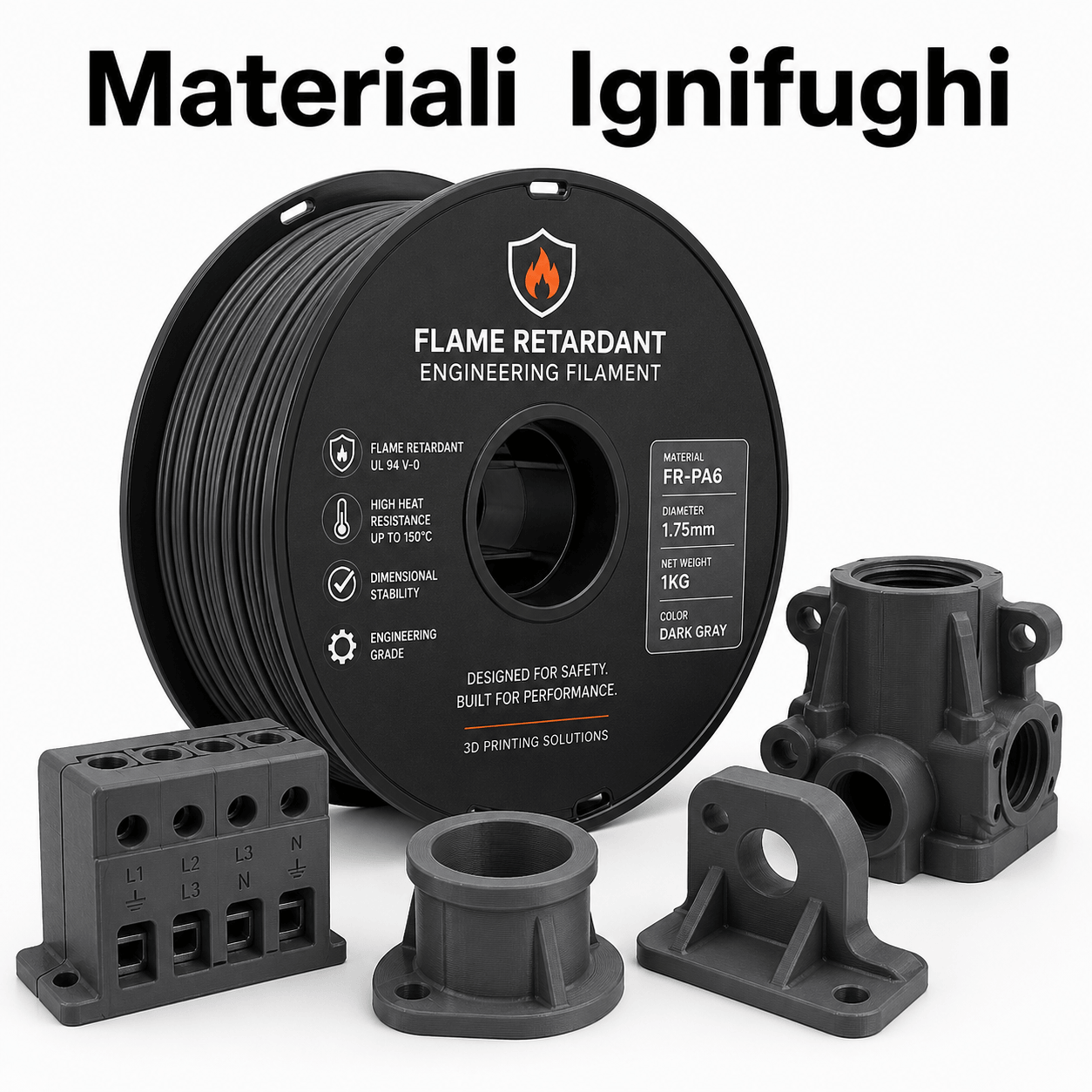 Filamenti Ignifughi e materiali ignifughi per la stampa 3D, progettati per prestazioni sicure e durature.