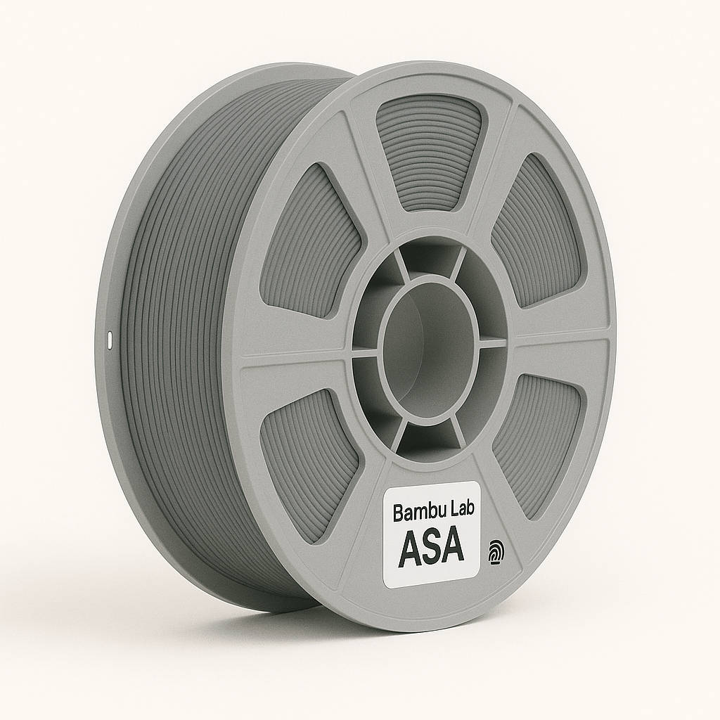 Bobina Bambu Lab ASA Grigio 1 kg per stampa 3D, resistente ai raggi UV