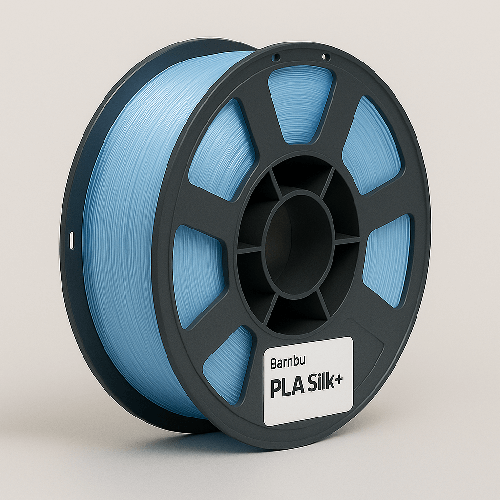 Bobina Bambu Lab PLA Silk+ Azzurro Chiaro 1 kg per stampa 3D con finitura lucida e dettagli precisi