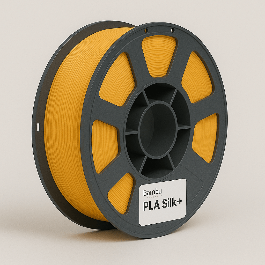Bobina Bambu Lab PLA Silk+ Oro 1 kg per stampa 3D con finitura lucida e dettagli precisi