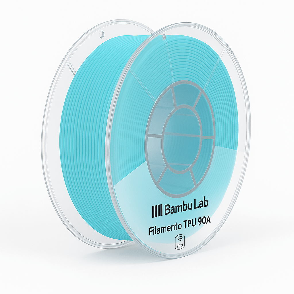 Bobina Bambu Lab TPU 90A Azzurro 1 kg per stampa 3D flessibile e resistente
