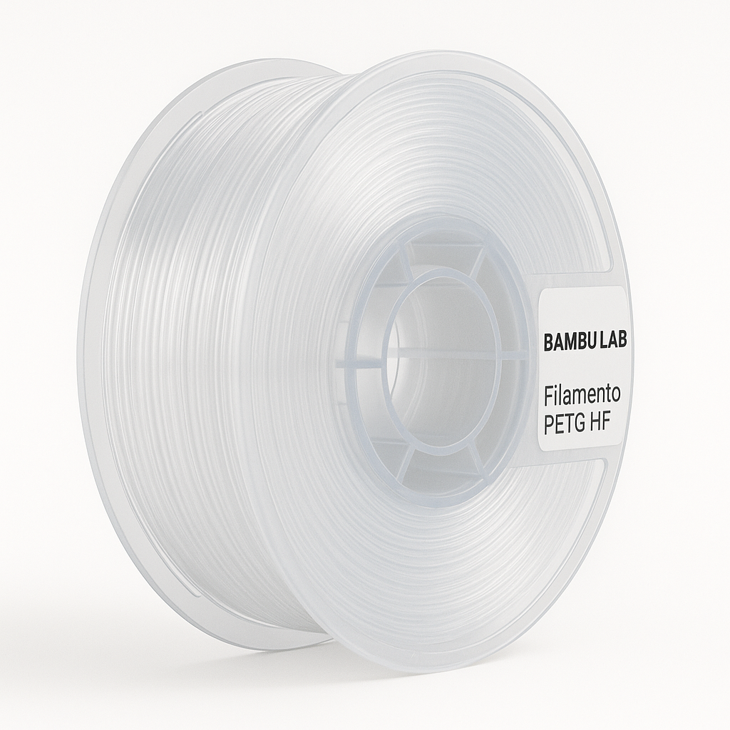 Bobina Bambu Lab PETG HF Trasparente 1 kg per stampa 3D ad alta velocità e resistenza