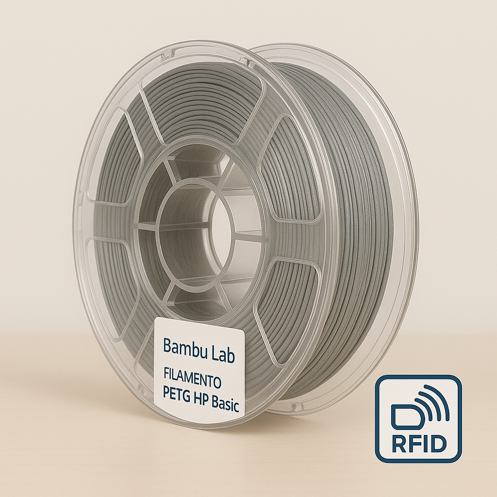 Bobina Bambu Lab PETG HF Grigio 1 kg per stampa 3D ad alta velocità e resistenza