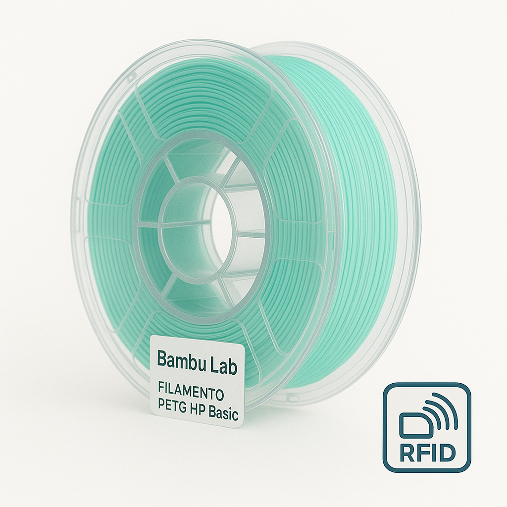 Bobina Bambu Lab PETG HF Verde Trasparente 1 kg per stampa 3D ad alta velocità e resistenza